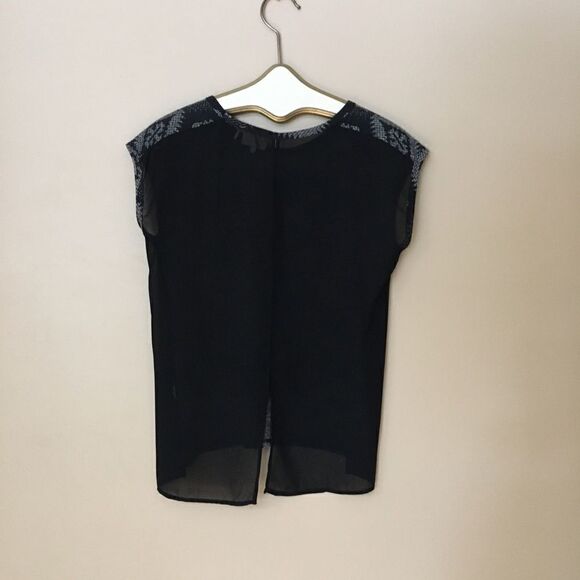 One Clothing sleeveless black aztec sheer back top | Size XS - Picture 4 of 8